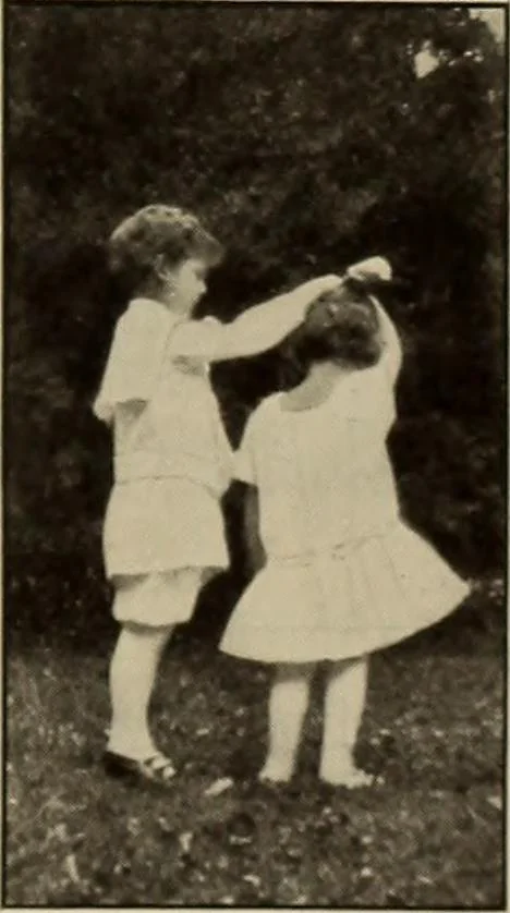 An illustration from Rhythmic action plays and dances; a book of original games and dances, arranged progressively, to Mother Goose and other action songs, with a teaching introductory; for the kindergarten, primary schools, playground and gymnasium, 1915, leaf 146