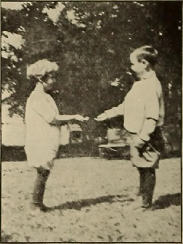 An illustration from Rhythmic action plays and dances; a book of original games and dances, arranged progressively, to Mother Goose and other action songs, with a teaching introductory; for the kindergarten, primary schools, playground and gymnasium, 1915, leaf 157