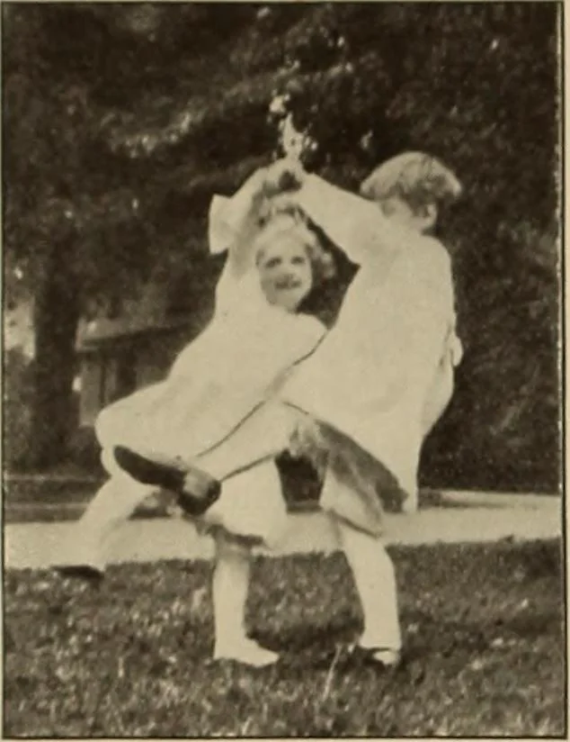 An illustration from Rhythmic action plays and dances; a book of original games and dances, arranged progressively, to Mother Goose and other action songs, with a teaching introductory; for the kindergarten, primary schools, playground and gymnasium, 1915, leaf 33