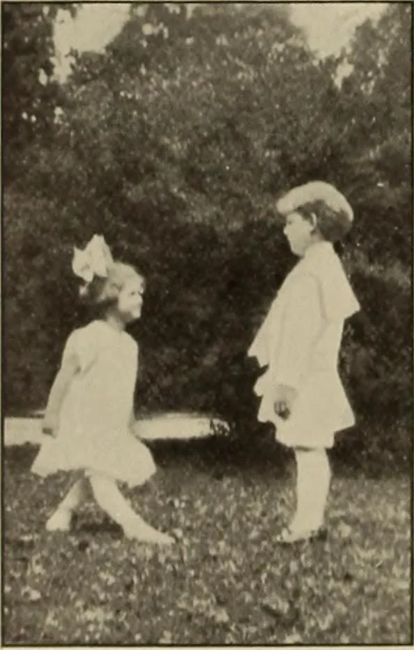 An illustration from Rhythmic action plays and dances; a book of original games and dances, arranged progressively, to Mother Goose and other action songs, with a teaching introductory; for the kindergarten, primary schools, playground and gymnasium, 1915, leaf 63