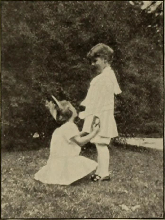 An illustration from Rhythmic action plays and dances; a book of original games and dances, arranged progressively, to Mother Goose and other action songs, with a teaching introductory; for the kindergarten, primary schools, playground and gymnasium, 1915, leaf 68