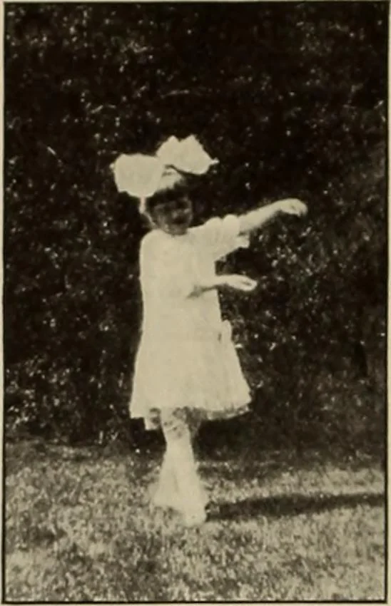 An illustration from Rhythmic action plays and dances; a book of original games and dances, arranged progressively, to Mother Goose and other action songs, with a teaching introductory; for the kindergarten, primary schools, playground and gymnasium, 1915, leaf 95