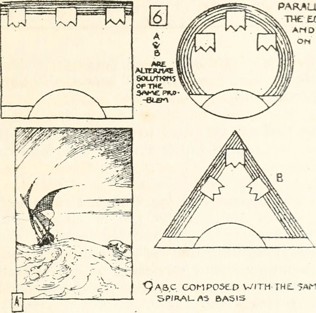 An illustration from Rhythmic shape; a text-book of design, 1920, leaf 52