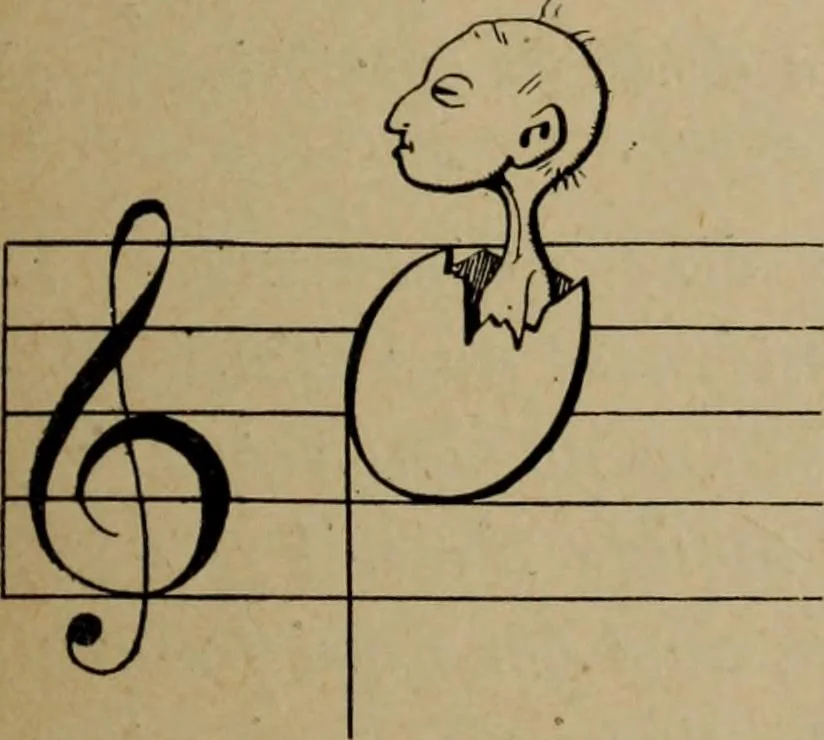 An illustration from Richard Wagner en caricatures : 130 reproductions de caricatures françaises, allemandes, anglaises, italiennes, portraits : autographes (lettre et musique) dessins originaux de J. Blass, Moloch et Tiret-Bognet, 1892, leaf 12