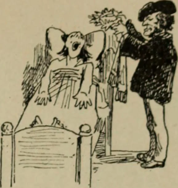 An illustration from Richard Wagner en caricatures : 130 reproductions de caricatures françaises, allemandes, anglaises, italiennes, portraits : autographes (lettre et musique) dessins originaux de J. Blass, Moloch et Tiret-Bognet, 1892, leaf 122
