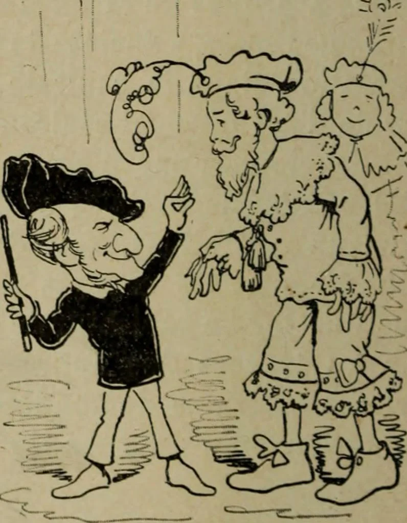 An illustration from Richard Wagner en caricatures : 130 reproductions de caricatures françaises, allemandes, anglaises, italiennes, portraits : autographes (lettre et musique) dessins originaux de J. Blass, Moloch et Tiret-Bognet, 1892, leaf 123