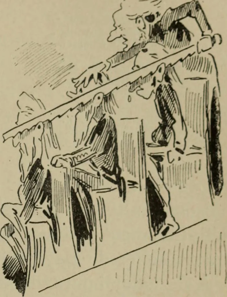 An illustration from Richard Wagner en caricatures : 130 reproductions de caricatures françaises, allemandes, anglaises, italiennes, portraits : autographes (lettre et musique) dessins originaux de J. Blass, Moloch et Tiret-Bognet, 1892, leaf 182