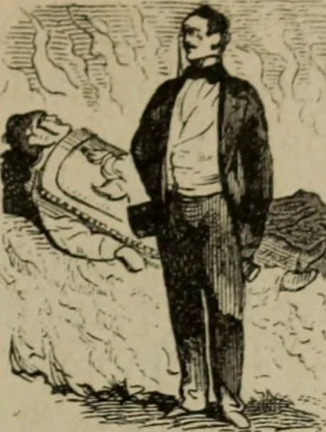 An illustration from Richard Wagner en caricatures : 130 reproductions de caricatures françaises, allemandes, anglaises, italiennes, portraits : autographes (lettre et musique) dessins originaux de J. Blass, Moloch et Tiret-Bognet, 1892, leaf 192