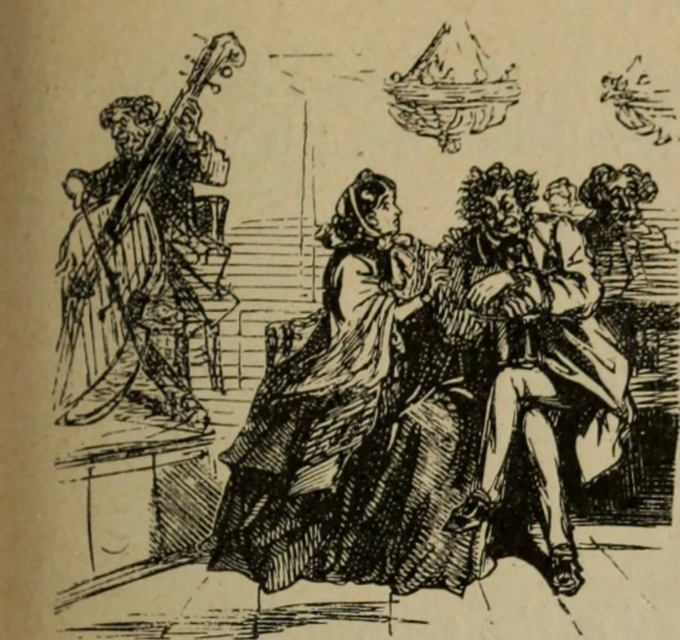 An illustration from Richard Wagner en caricatures : 130 reproductions de caricatures françaises, allemandes, anglaises, italiennes, portraits : autographes (lettre et musique) dessins originaux de J. Blass, Moloch et Tiret-Bognet, 1892, leaf 228