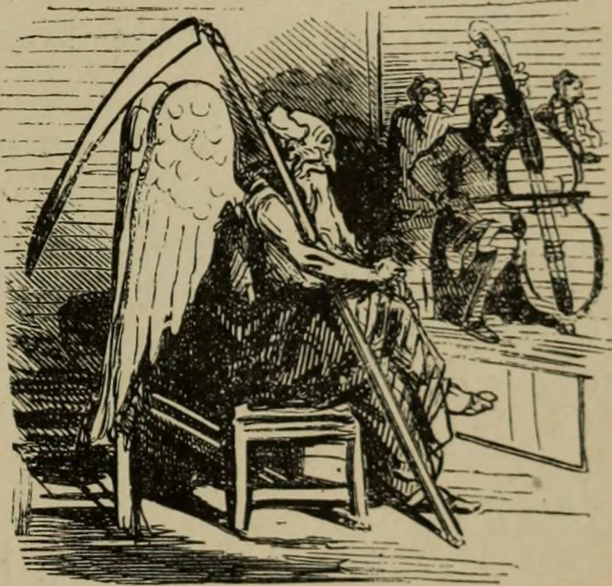 An illustration from Richard Wagner en caricatures : 130 reproductions de caricatures françaises, allemandes, anglaises, italiennes, portraits : autographes (lettre et musique) dessins originaux de J. Blass, Moloch et Tiret-Bognet, 1892, leaf 228
