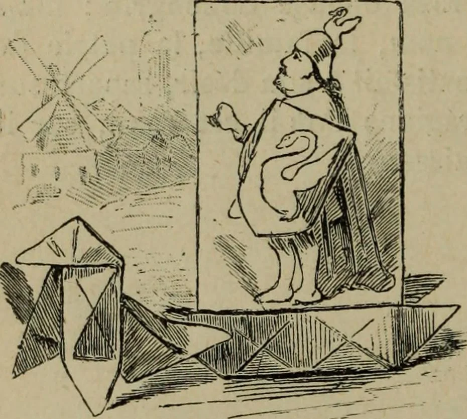An illustration from Richard Wagner en caricatures : 130 reproductions de caricatures françaises, allemandes, anglaises, italiennes, portraits : autographes (lettre et musique) dessins originaux de J. Blass, Moloch et Tiret-Bognet, 1892, leaf 237