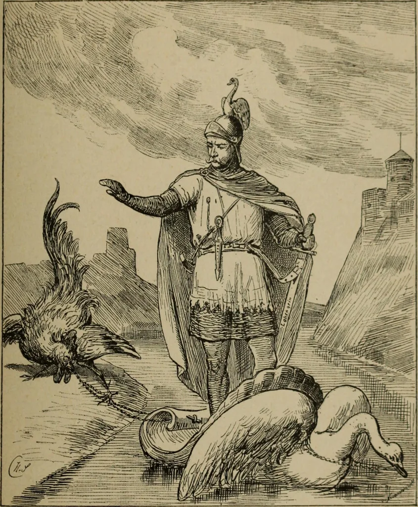 An illustration from Richard Wagner en caricatures : 130 reproductions de caricatures françaises, allemandes, anglaises, italiennes, portraits : autographes (lettre et musique) dessins originaux de J. Blass, Moloch et Tiret-Bognet, 1892, leaf 250