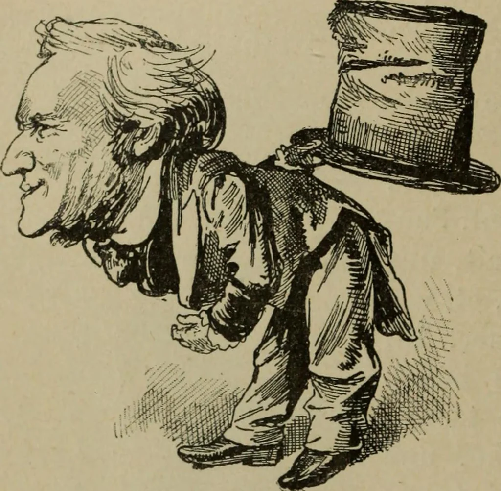 An illustration from Richard Wagner en caricatures : 130 reproductions de caricatures françaises, allemandes, anglaises, italiennes, portraits : autographes (lettre et musique) dessins originaux de J. Blass, Moloch et Tiret-Bognet, 1892, leaf 87