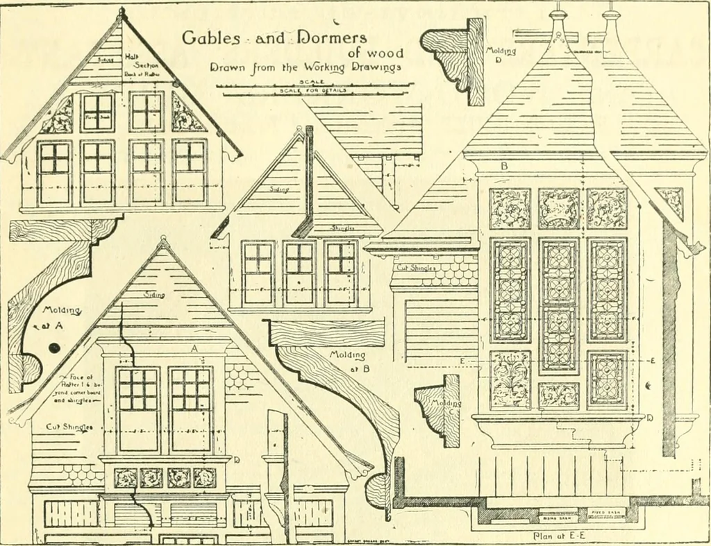 An illustration from Richey's guide and assistant for carpenters and mechanics : a work of practical information, giving almost every geometrical and practical problem likely to arise in the work of the carpenter, and quick and easy methods for their solution : the use of the steel square, etc., tables showing strength and weight of materials, methods of framing, useful recipes, etc., etc., 1894, leaf 190
