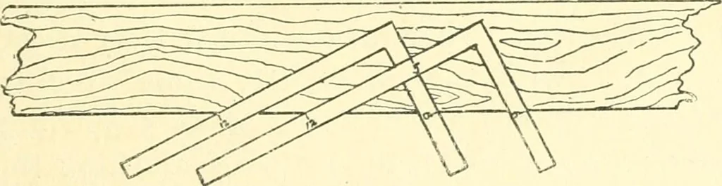 An illustration from Richey's guide and assistant for carpenters and mechanics : a work of practical information, giving almost every geometrical and practical problem likely to arise in the work of the carpenter, and quick and easy methods for their solution : the use of the steel square, etc., tables showing strength and weight of materials, methods of framing, useful recipes, etc., etc., 1894, leaf 24