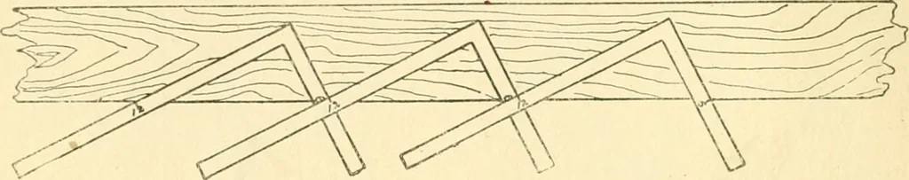 An illustration from Richey's guide and assistant for carpenters and mechanics : a work of practical information, giving almost every geometrical and practical problem likely to arise in the work of the carpenter, and quick and easy methods for their solution : the use of the steel square, etc., tables showing strength and weight of materials, methods of framing, useful recipes, etc., etc., 1894, leaf 25