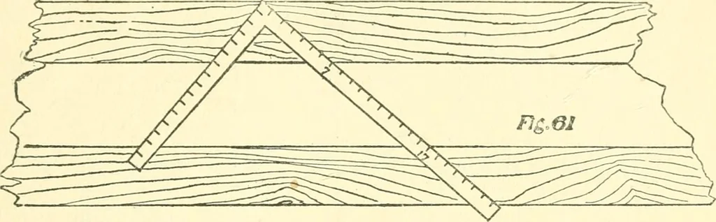 An illustration from Richey's guide and assistant for carpenters and mechanics : a work of practical information, giving almost every geometrical and practical problem likely to arise in the work of the carpenter, and quick and easy methods for their solution : the use of the steel square, etc., tables showing strength and weight of materials, methods of framing, useful recipes, etc., etc., 1894, leaf 54