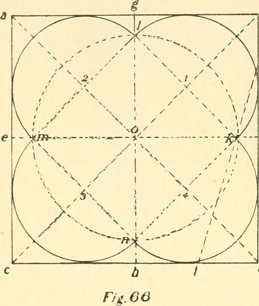An illustration from Richey's guide and assistant for carpenters and mechanics : a work of practical information, giving almost every geometrical and practical problem likely to arise in the work of the carpenter, and quick and easy methods for their solution : the use of the steel square, etc., tables showing strength and weight of materials, methods of framing, useful recipes, etc., etc., 1894, leaf 59