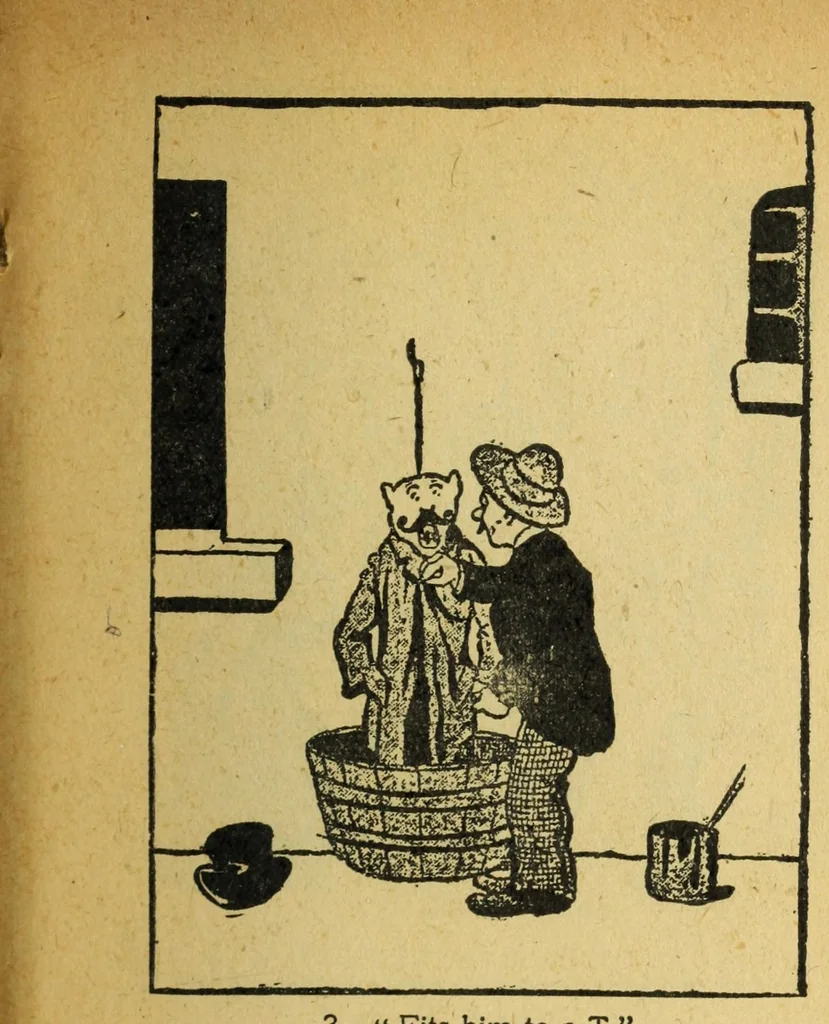 An illustration from Riddles and drawing-room magic : humor for quick and dull wits, 1907, leaf 65