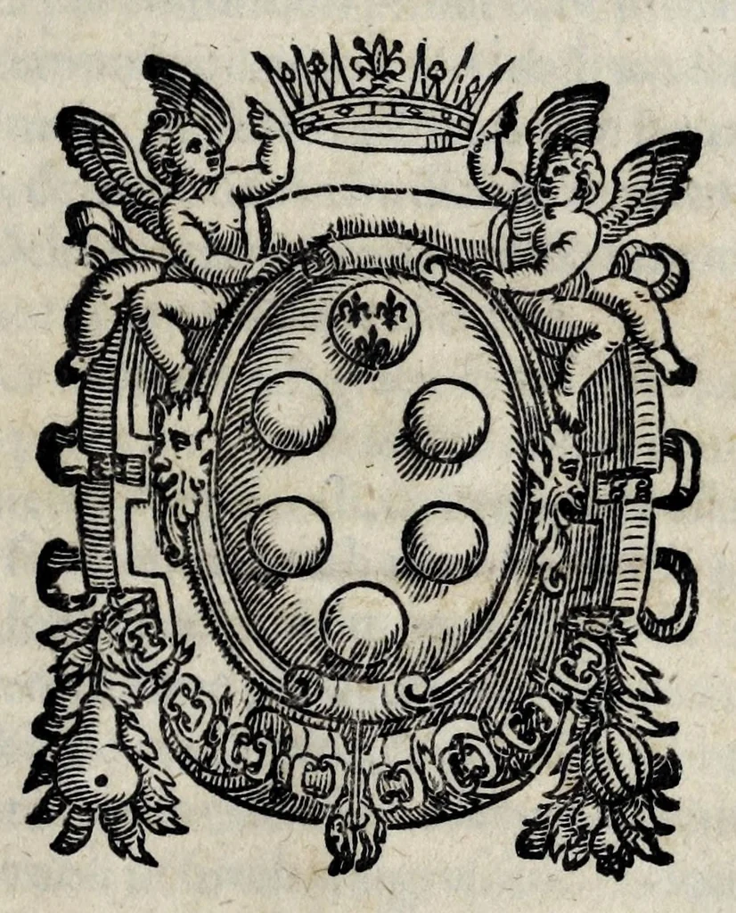 An illustration from Riforma attenente a l'Arte della seta, & Vniuersita di Porta S. Maria della Citta di Fiorenza : fermata per li Mag. S. Luogotenente, & Consiglieri di S. Ecc. Illustr., il di xxij. di Maggio MDLXII, 1570, leaf 3