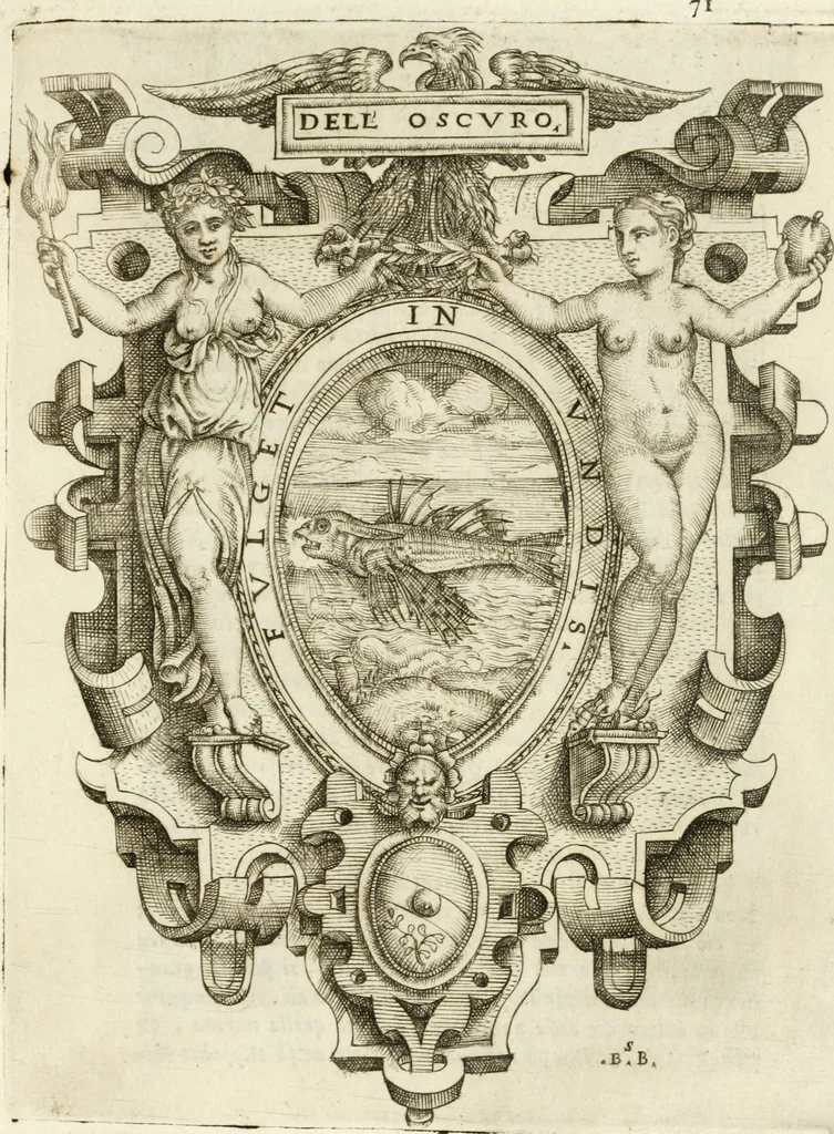 An illustration from Rime de gli Academici occvlti : con le loro imprese et discorsi, 1568, leaf 154