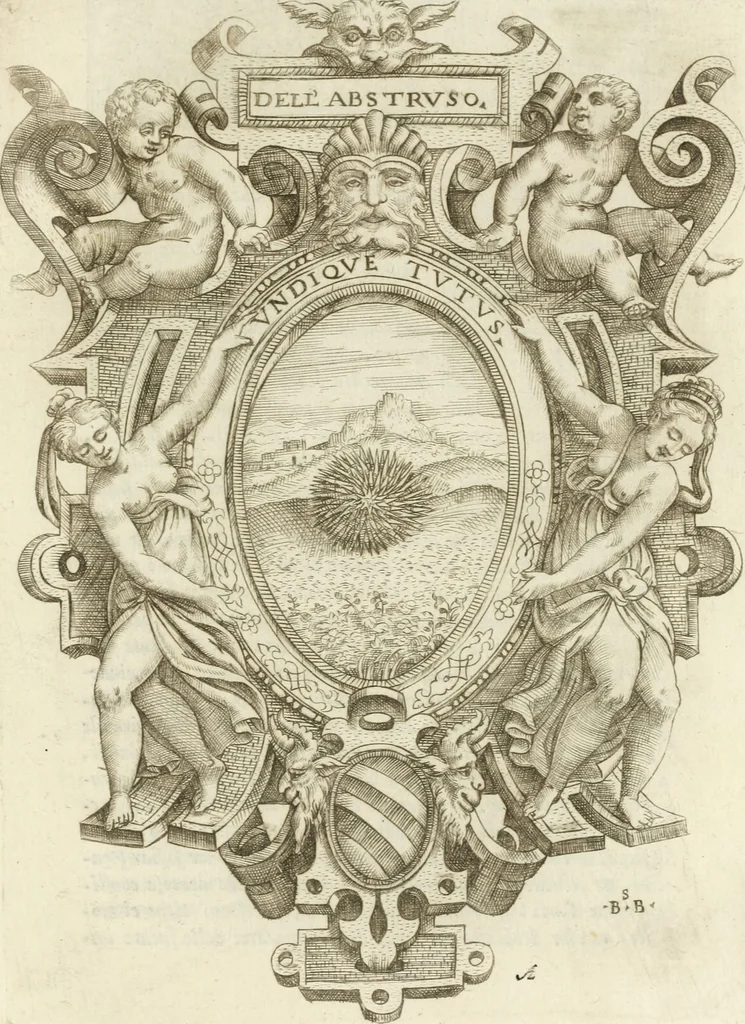 An illustration from Rime de gli Academici occvlti : con le loro imprese et discorsi, 1568, leaf 16