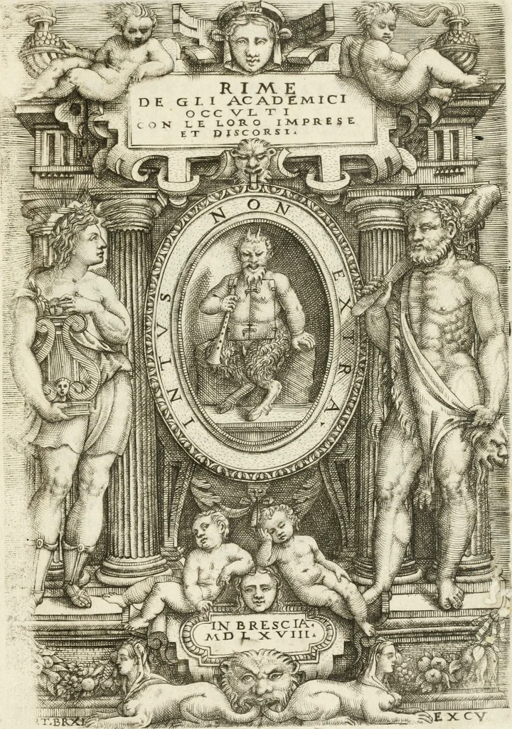 An illustration from Rime de gli Academici occvlti : con le loro imprese et discorsi, 1568, leaf 4