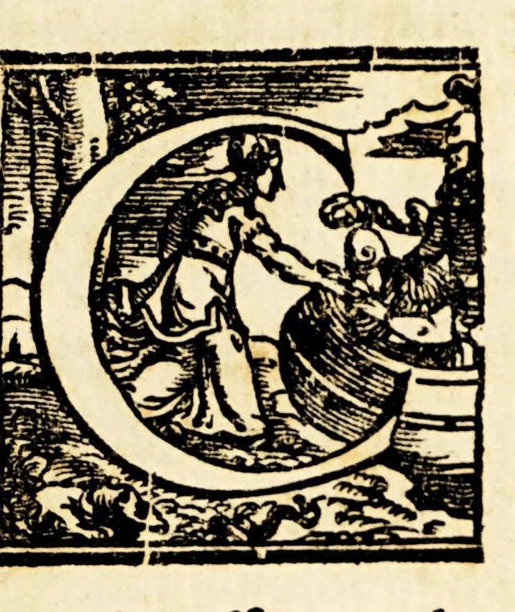 An illustration from Rime del commendatore Annibal Caro, 1569, leaf 11