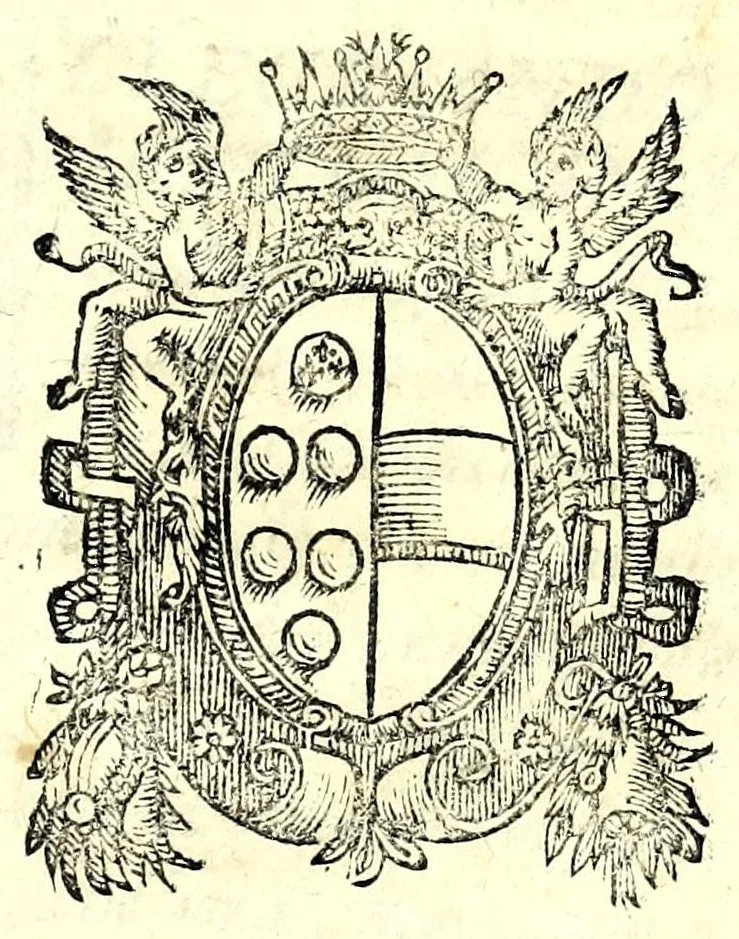 An illustration from Rime di Agnolo del Favilla nelle reali nozze de Serenissimi principi di Toscana Cosimo Medici e Maria Maddalena d'Avstria, 1608, leaf 3