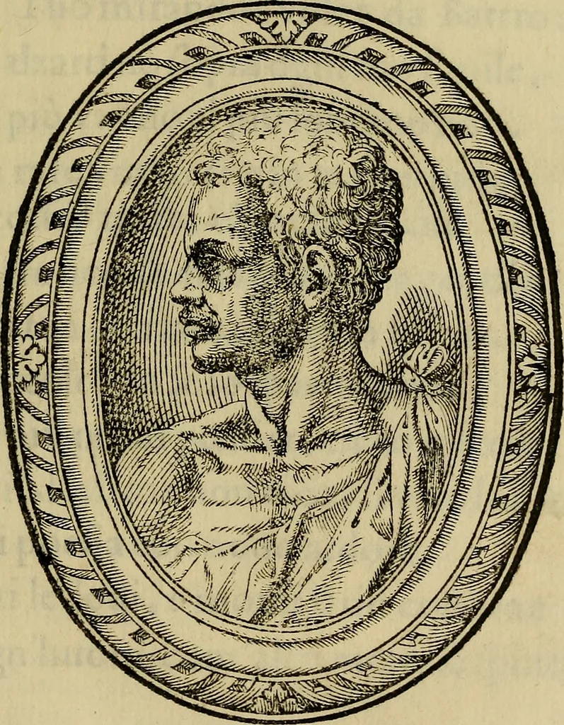 An illustration from Rime di Gio. Paolo Lomazi milanese pittore diuise in sette libri : nelle quali ad imitatione de i Grotteschi vsati da'pittori, ha cantato le lodi di Dio & de le cose sacre, di prencipi, di signori, & huomini letterati, di pittori, scoltori, & architetti : et poi studiosamente senza alcun certo ordine, e legge accoppiato insieme vari & diuersi concetti tolti da filosofi, historici, poeti, & da altri scrittori : dove si viene a dimostrare la diversità de gli studi, inclinationi, costumi, & capricci de gli huomini di qualunque stato & professione ; et però intitolate grotteschi, non solo deletteuoli per la varietà de le inuentioni, mà vtili ancora per la moralità che vi si contiene : con la vita del avttore descritta da lui stesso in rime sciolte, 1587, leaf 150