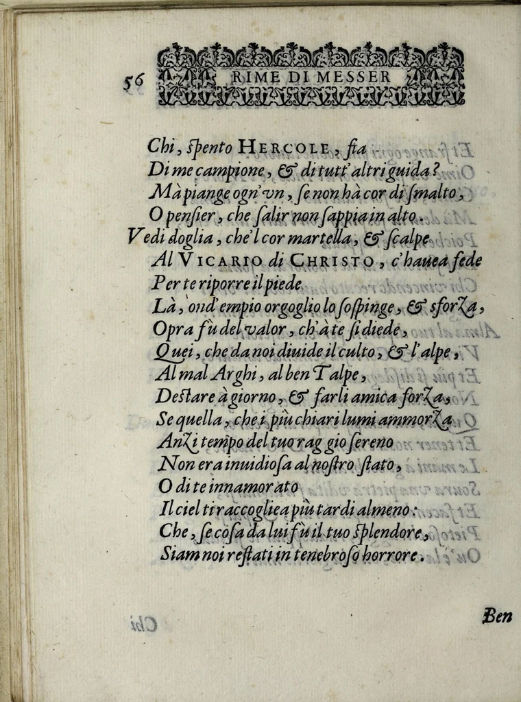 An illustration from Rime di M. Francesco Cabvracci da Immola, 1580, leaf 66