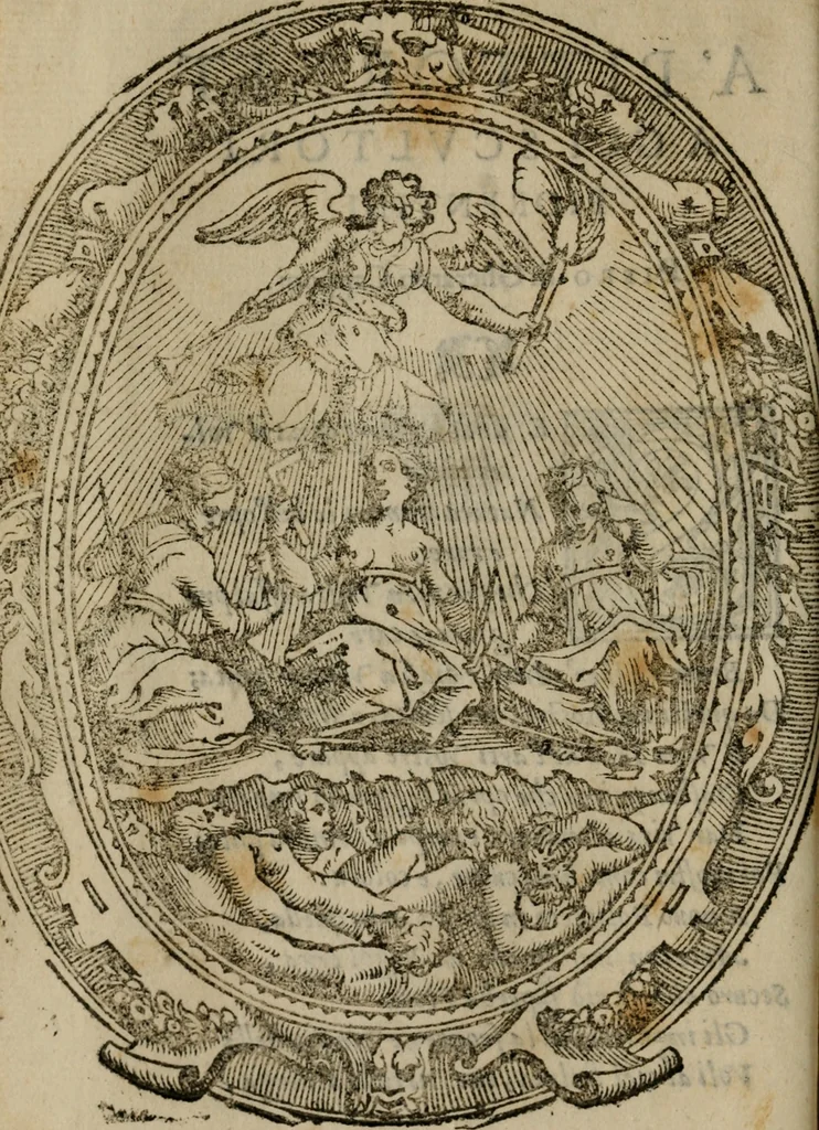 An illustration from Il riposo di Raffaello Borghini, in cvi della pittvra, e della scultura si fauella, de' piu illustri pittori, e scultori, e delle piu famose opere loro si fa mentione; e le cose principali appartenenti à dette arti s'insegnano, 1584, leaf 7