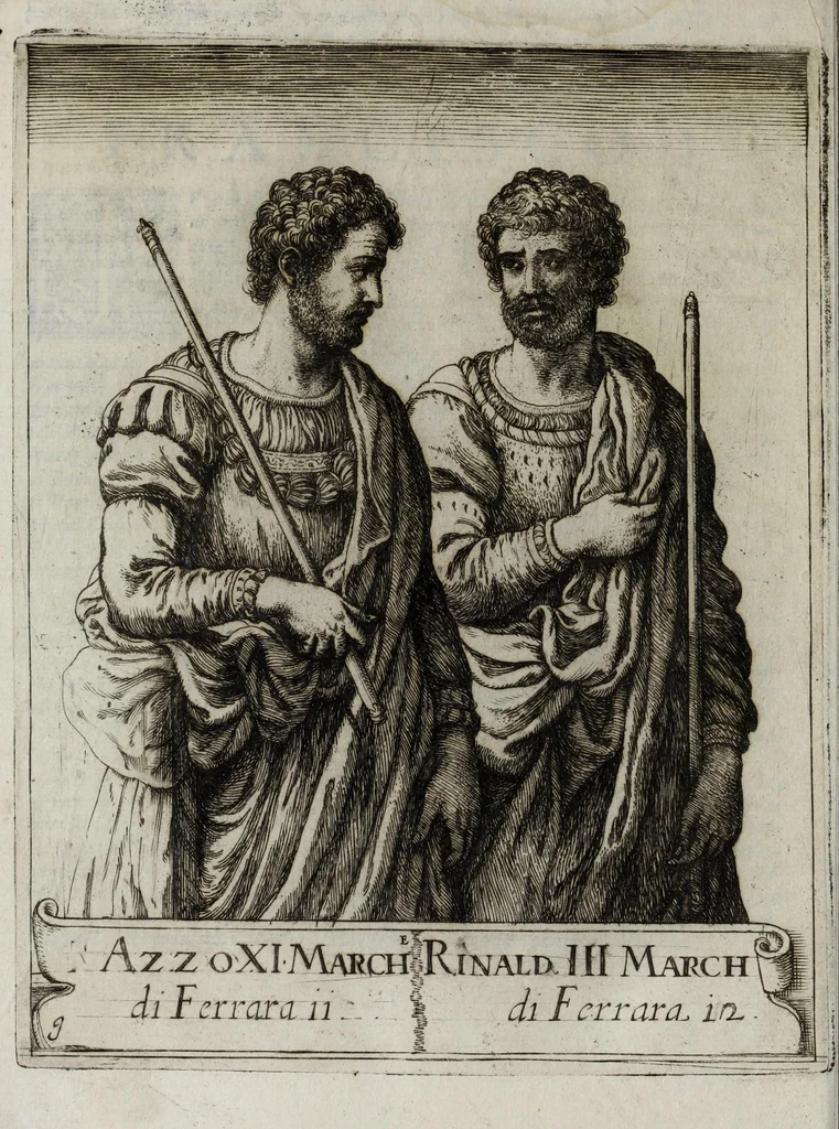 An illustration from Ritratti de sermi. principi d'Este sigri. di Ferrara : con l'aggionta de loro fatti più memorabili ridotti in sommario, 1641, leaf 32
