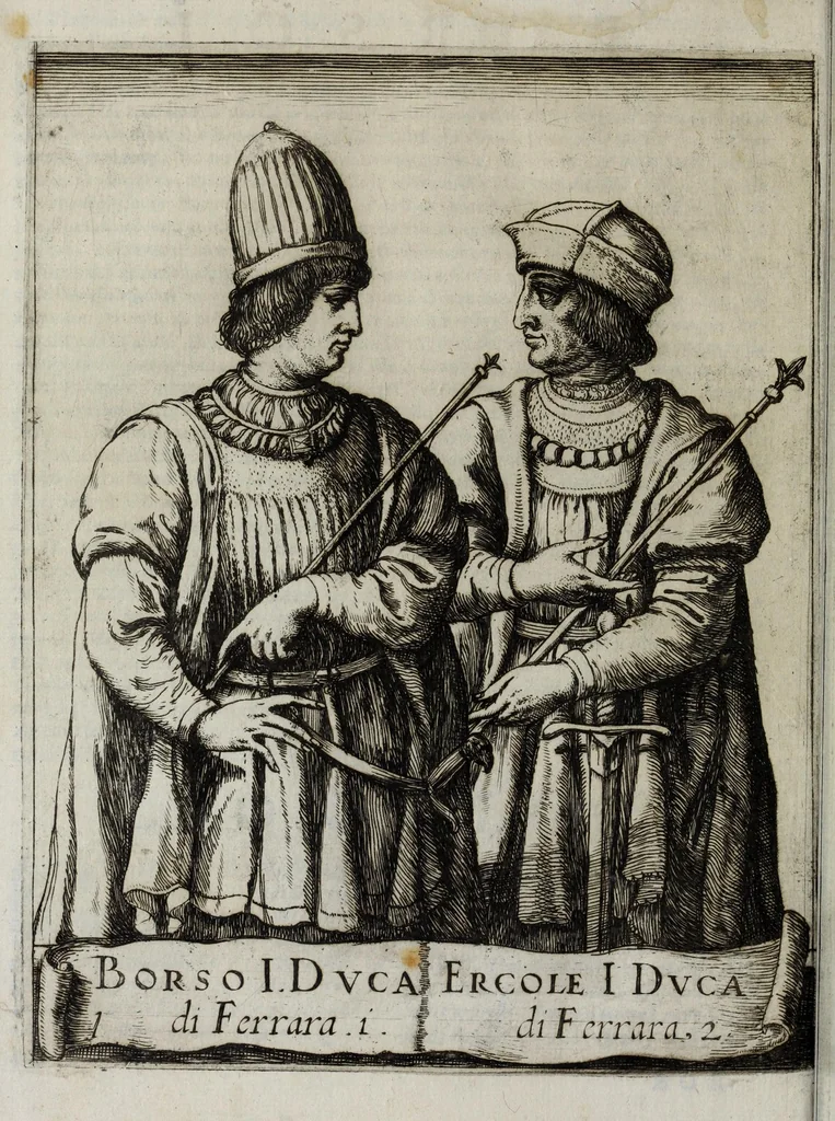 An illustration from Ritratti de sermi. principi d'Este sigri. di Ferrara : con l'aggionta de loro fatti più memorabili ridotti in sommario, 1641, leaf 48