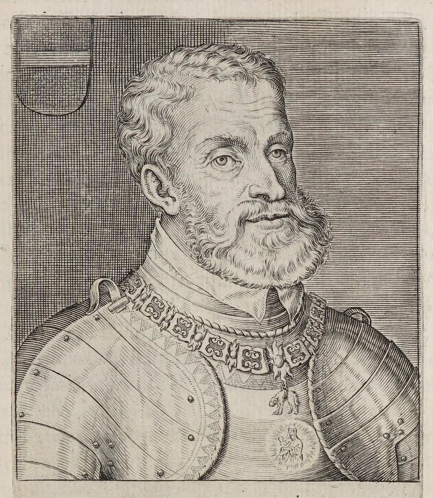 An illustration from Ritratti et elogii di capitani illustri : che ne' secoli moderni hanno gloriosamente guerreggiato., 1647, leaf 323