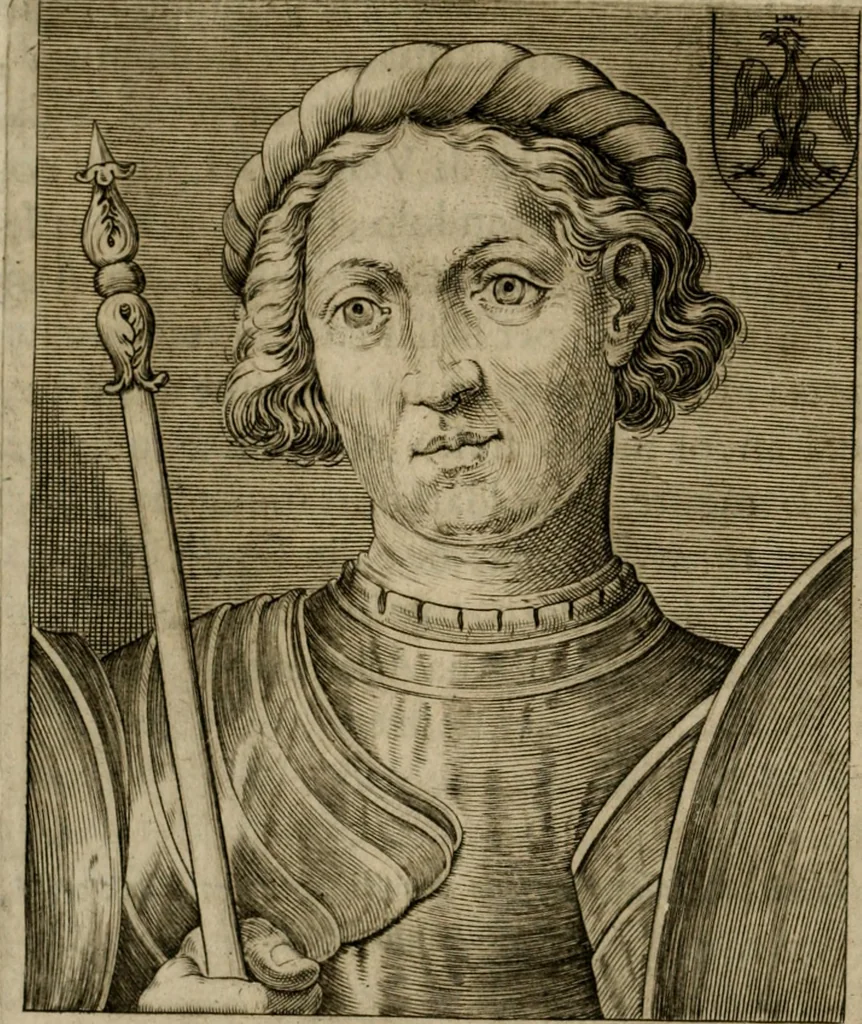 An illustration from Ritratti et elogij di capitani illustri : che ne' secoli moderni hanno gloriosamente guerreggiato, 1647, leaf 123