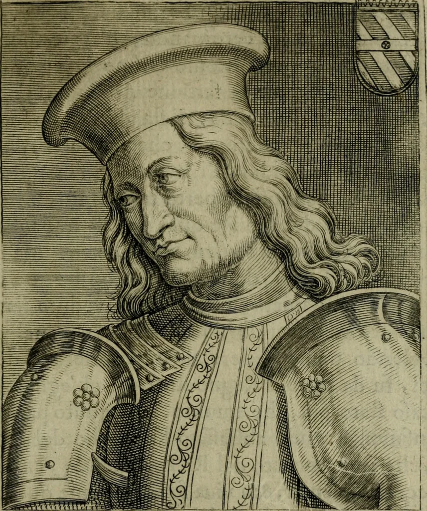 An illustration from Ritratti et elogij di capitani illustri : che ne' secoli moderni hanno gloriosamente guerreggiato, 1647, leaf 136