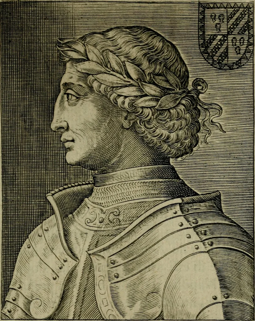 An illustration from Ritratti et elogij di capitani illustri : che ne' secoli moderni hanno gloriosamente guerreggiato, 1647, leaf 152