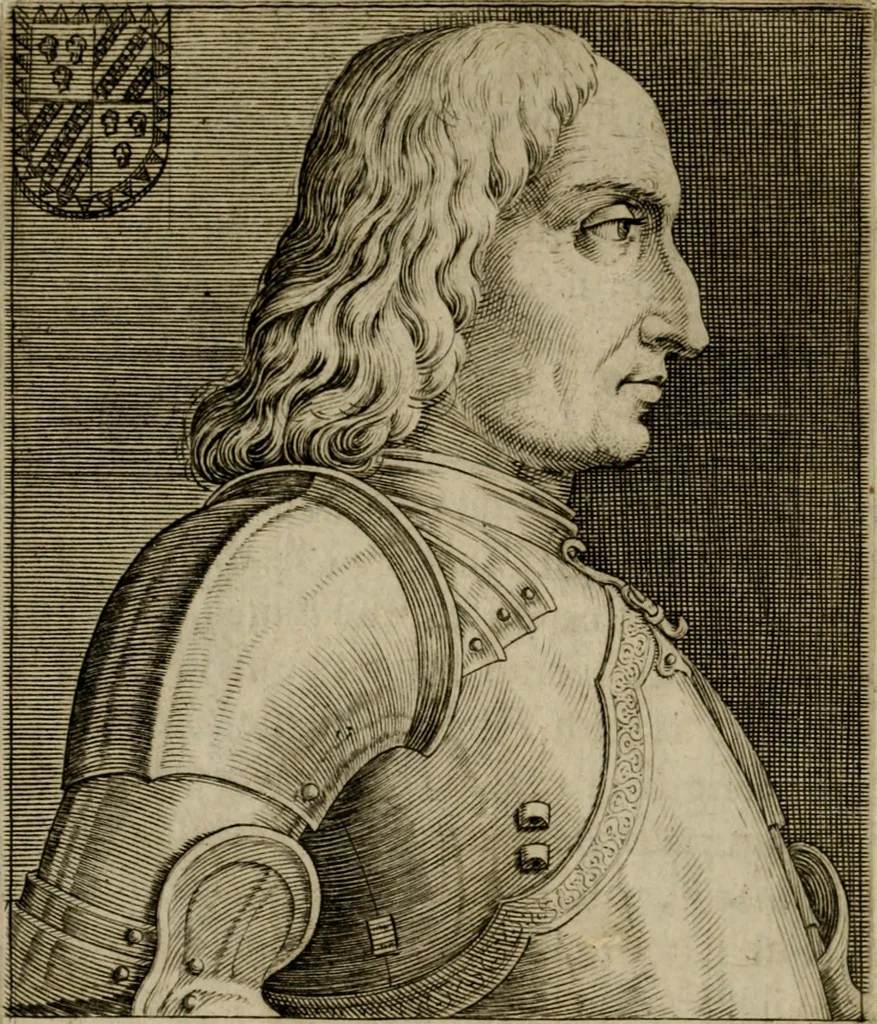 An illustration from Ritratti et elogij di capitani illustri : che ne' secoli moderni hanno gloriosamente guerreggiato, 1647, leaf 171