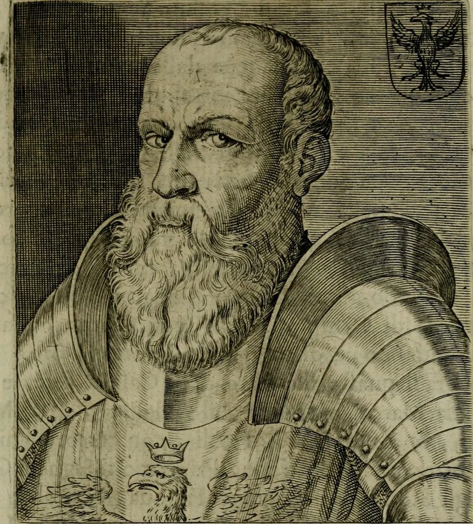 An illustration from Ritratti et elogij di capitani illustri : che ne' secoli moderni hanno gloriosamente guerreggiato, 1647, leaf 20