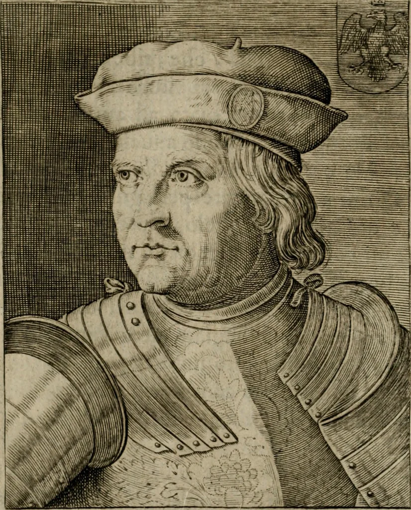 An illustration from Ritratti et elogij di capitani illustri : che ne' secoli moderni hanno gloriosamente guerreggiato, 1647, leaf 201