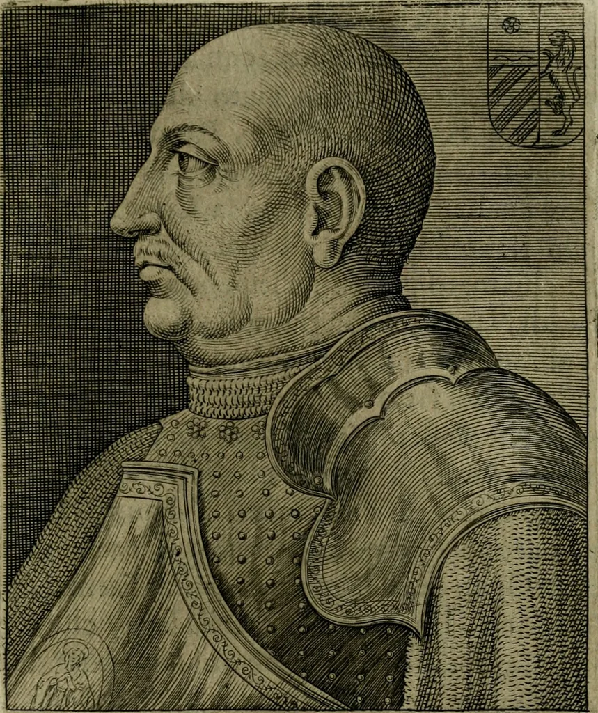 An illustration from Ritratti et elogij di capitani illustri : che ne' secoli moderni hanno gloriosamente guerreggiato, 1647, leaf 214