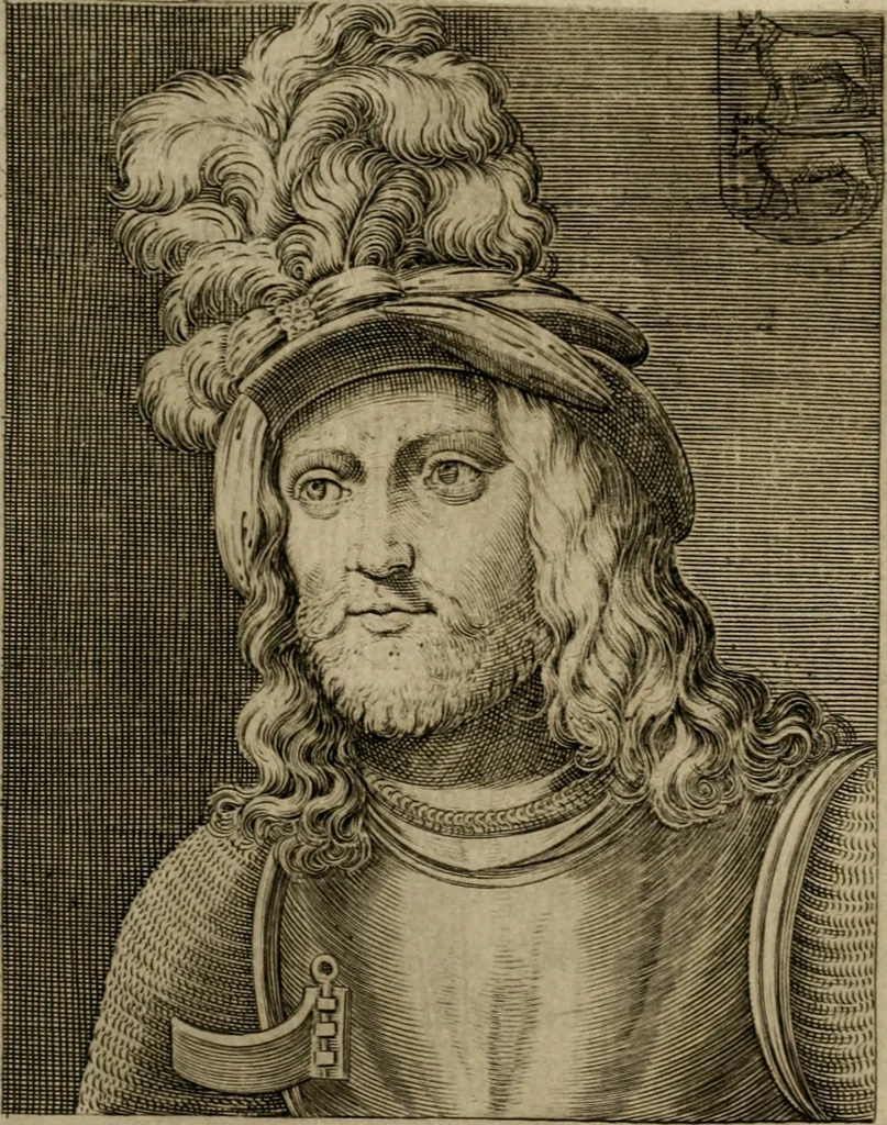 An illustration from Ritratti et elogij di capitani illustri : che ne' secoli moderni hanno gloriosamente guerreggiato, 1647, leaf 217