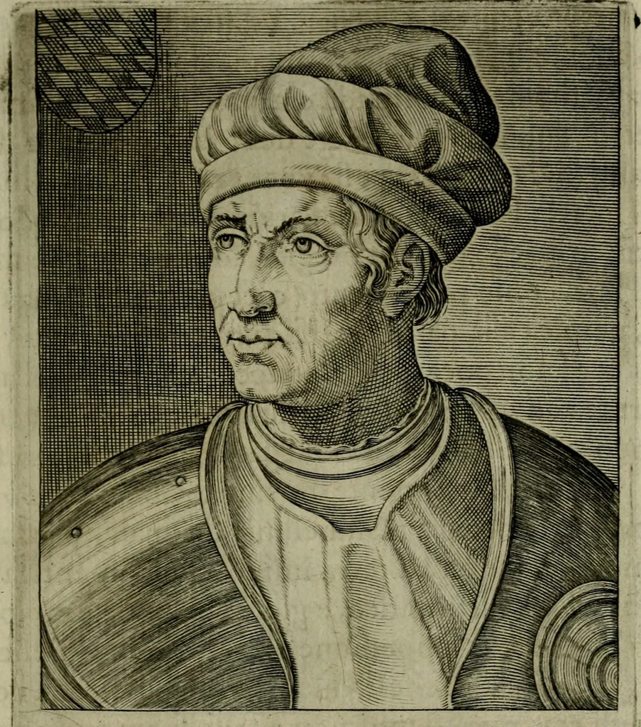 An illustration from Ritratti et elogij di capitani illustri : che ne' secoli moderni hanno gloriosamente guerreggiato, 1647, leaf 24