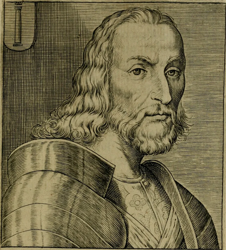 An illustration from Ritratti et elogij di capitani illustri : che ne' secoli moderni hanno gloriosamente guerreggiato, 1647, leaf 256