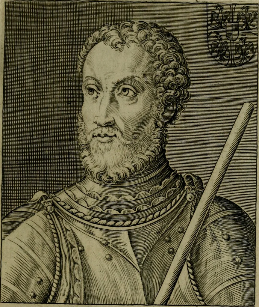An illustration from Ritratti et elogij di capitani illustri : che ne' secoli moderni hanno gloriosamente guerreggiato, 1647, leaf 268