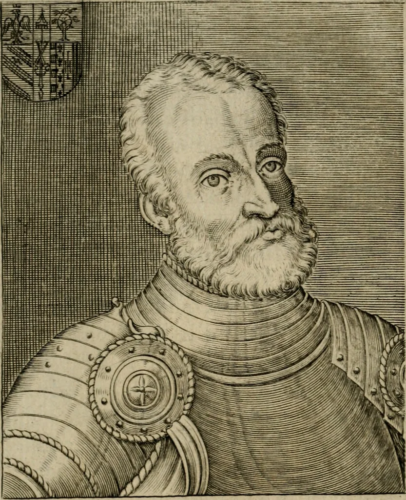 An illustration from Ritratti et elogij di capitani illustri : che ne' secoli moderni hanno gloriosamente guerreggiato, 1647, leaf 287