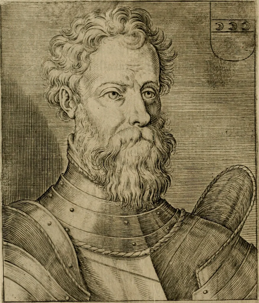 An illustration from Ritratti et elogij di capitani illustri : che ne' secoli moderni hanno gloriosamente guerreggiato, 1647, leaf 325