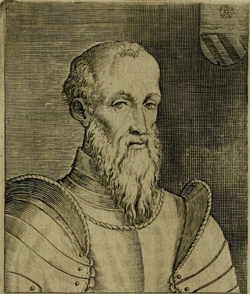 An illustration from Ritratti et elogij di capitani illustri : che ne' secoli moderni hanno gloriosamente guerreggiato, 1647, leaf 328