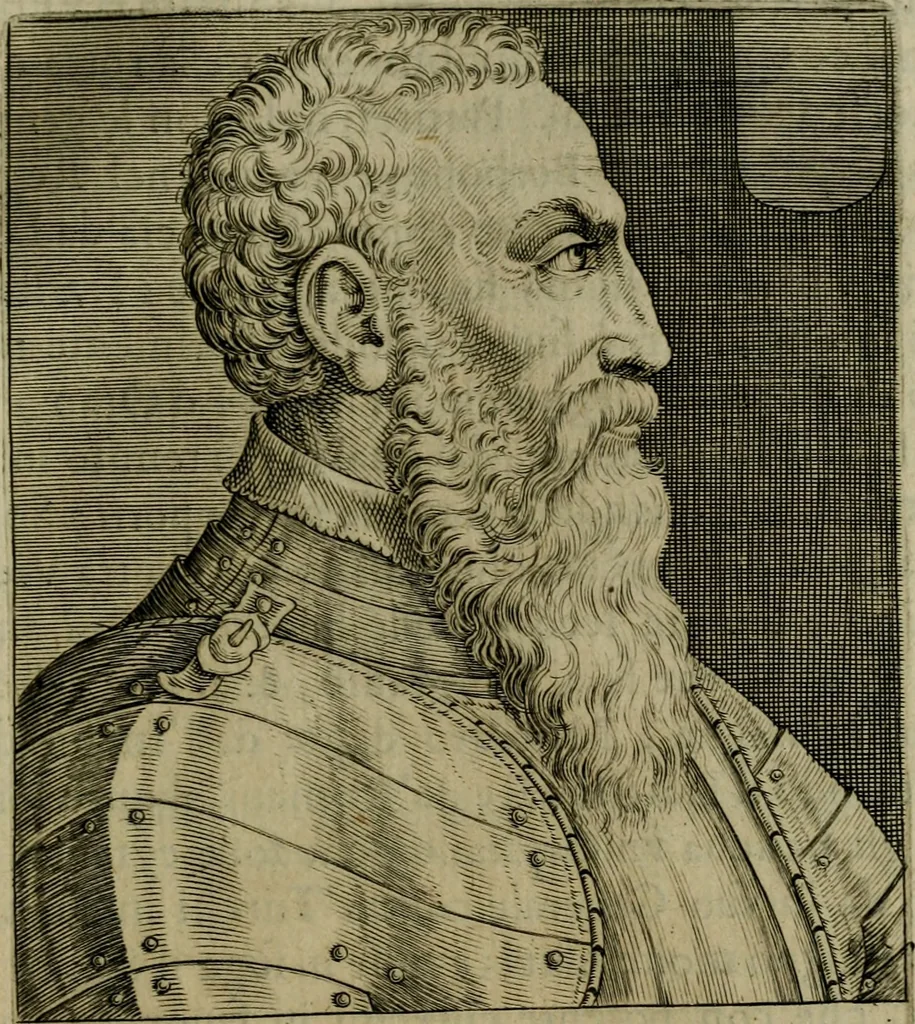 An illustration from Ritratti et elogij di capitani illustri : che ne' secoli moderni hanno gloriosamente guerreggiato, 1647, leaf 334